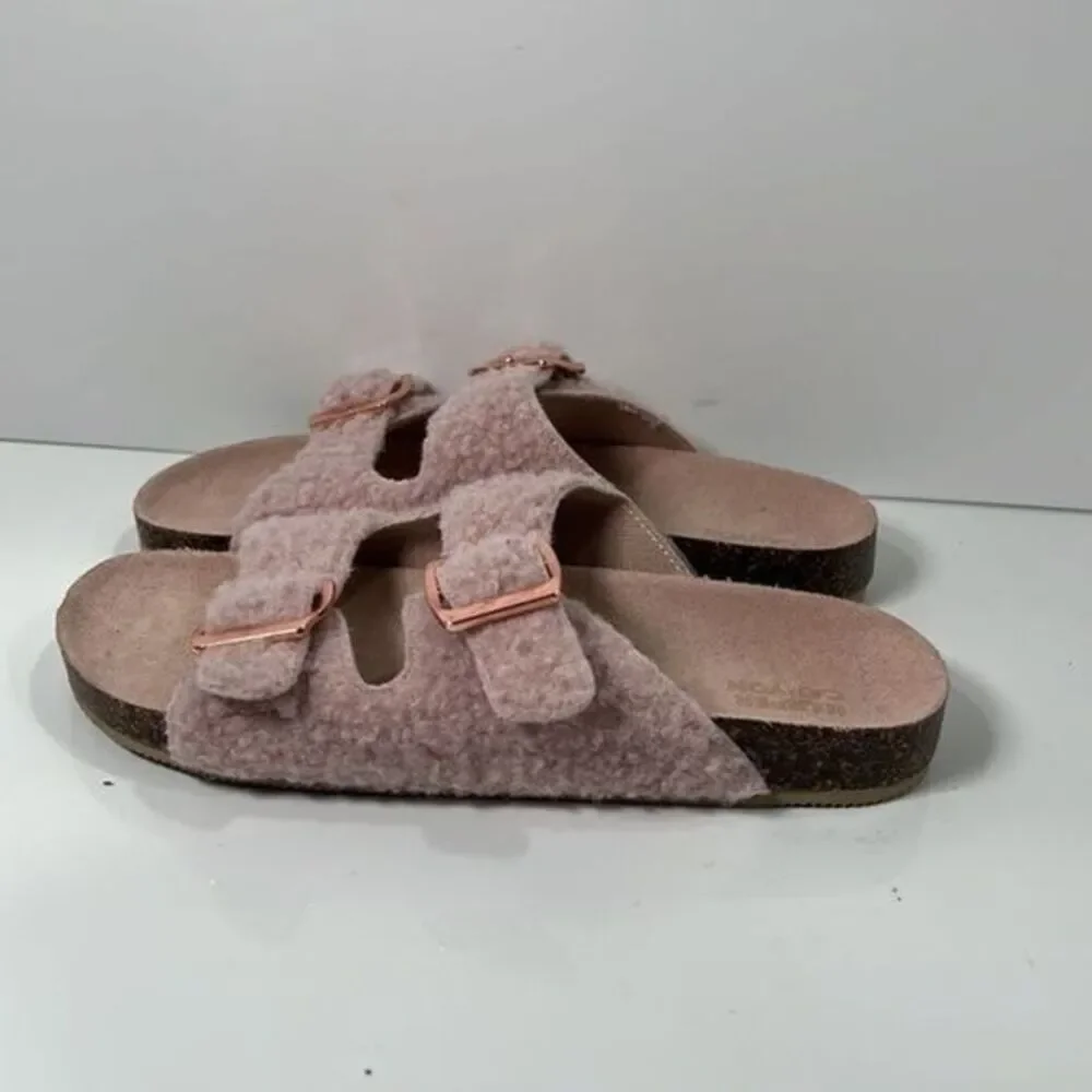 Harper Canyon Girls Pink Sherpa Sandals sz 1 NEW #K-52